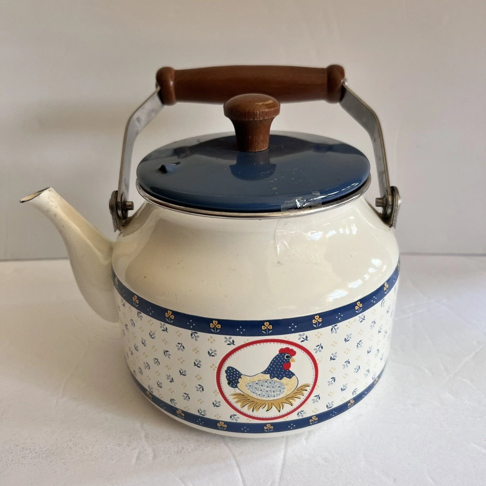 Vintage Enamel Kettle Country Hen Teapot | eBay
